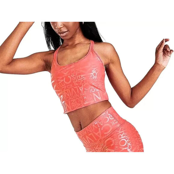 Calvin Klein Performance Women's Printed Strappy-Back Tank Top Pink Size M - Picture 2 of 3